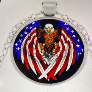 New patriotic eagle necklace flag wings